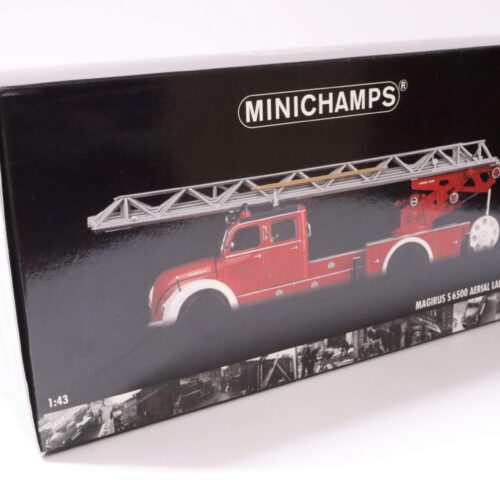 1:43 Minichamps Magirus S 6500 Aerial Ladder Drehleiter Feuerwehr 1955 red/ white