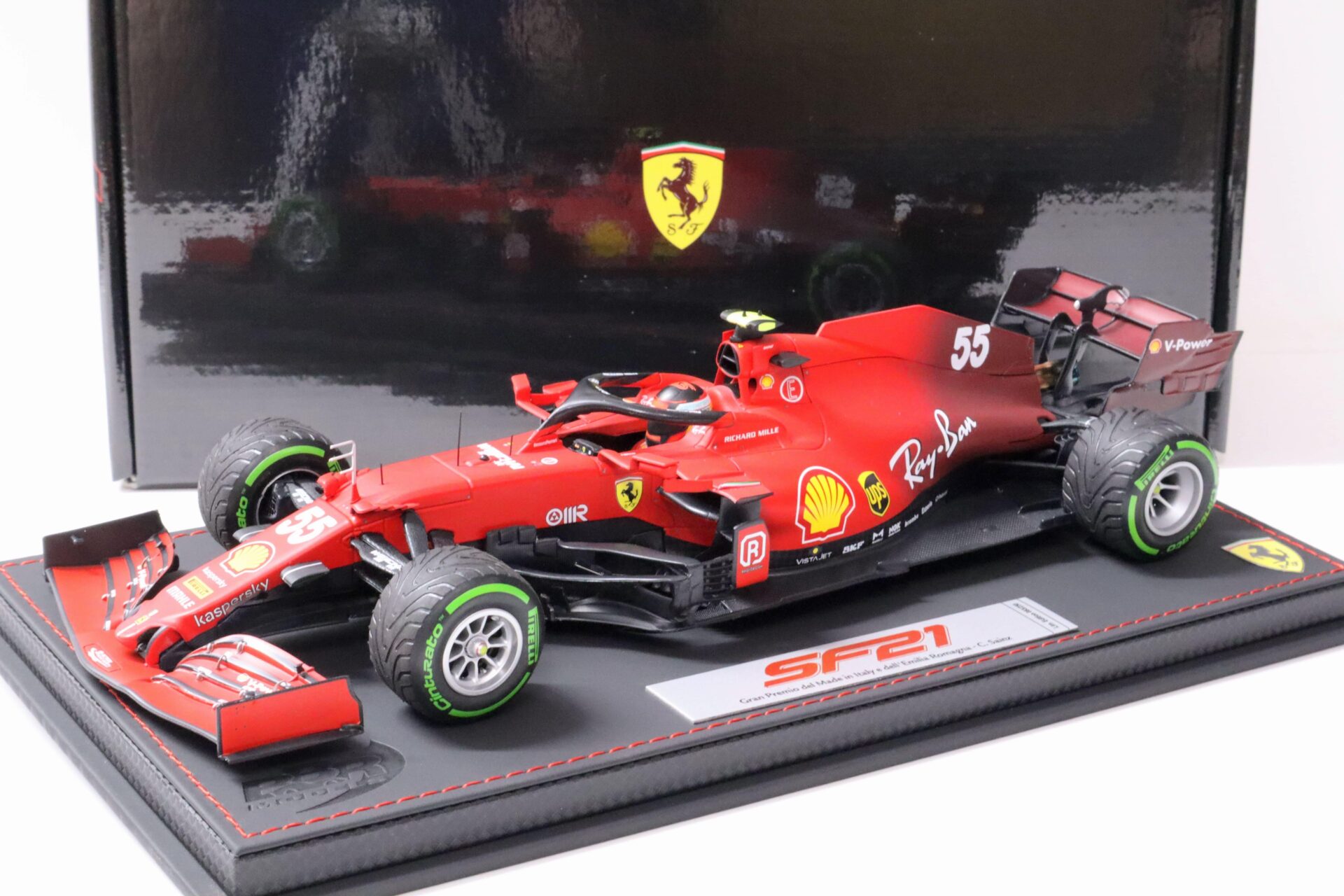 1:18 BBR F1 Ferrari SF21 C.Sainz #55 Emilia Romagna Italy GP 2021 Intermediate Tyres
