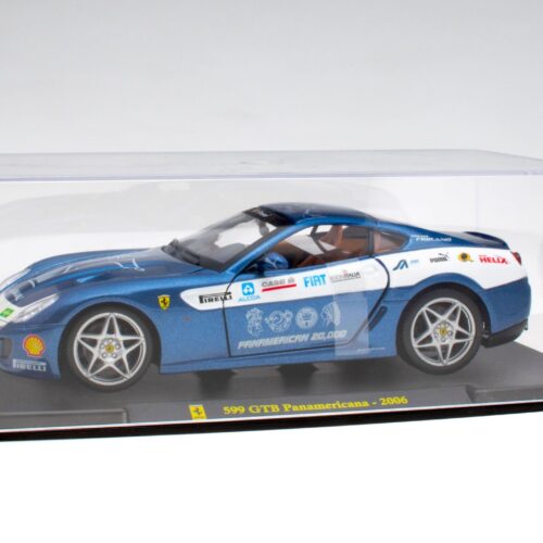 1:24 Hachette Bburago Ferrari Collection Ferrari 599 GTB Panamericana blue 2006 with display