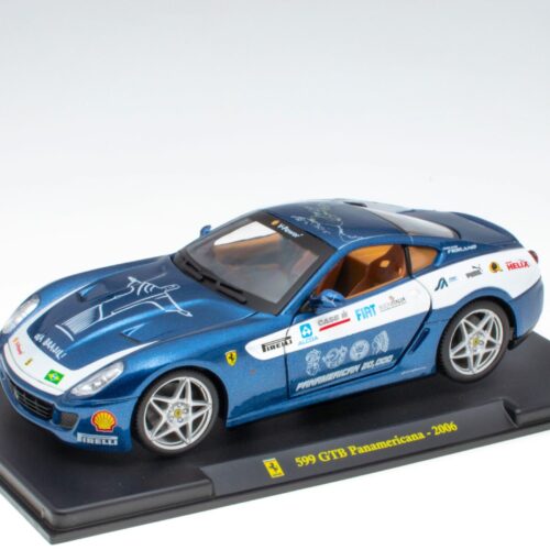 1:24 Hachette Bburago Ferrari Collection Ferrari 599 GTB Panamericana blue 2006 with display