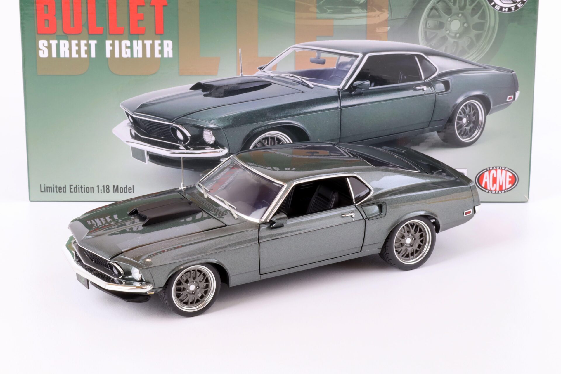 1:18 ACME 1969 Ford Mustang GT Coupe BULLET Street Fighter green metallic
