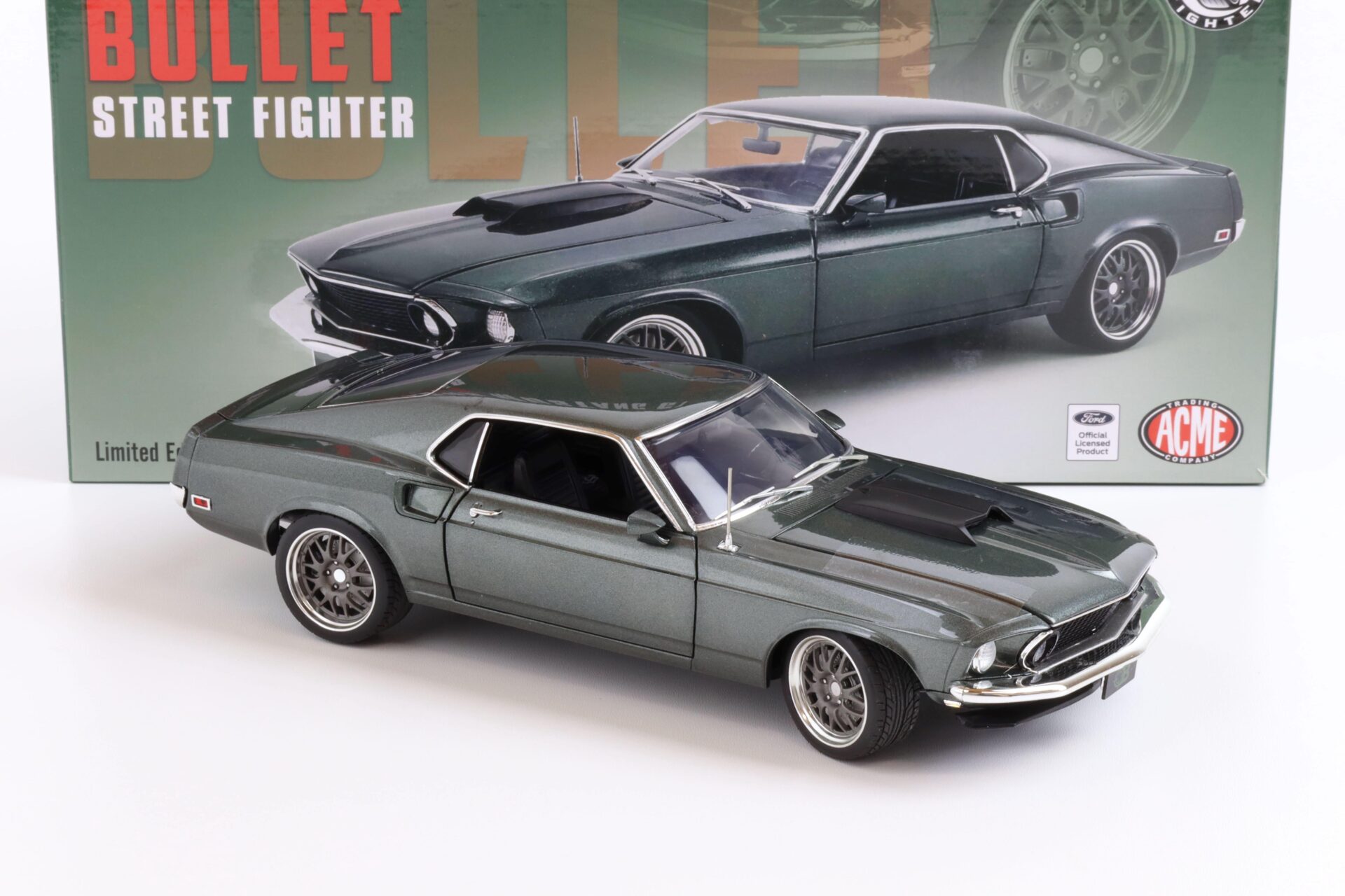 1:18 ACME 1969 Ford Mustang GT Coupe BULLET Street Fighter green metallic