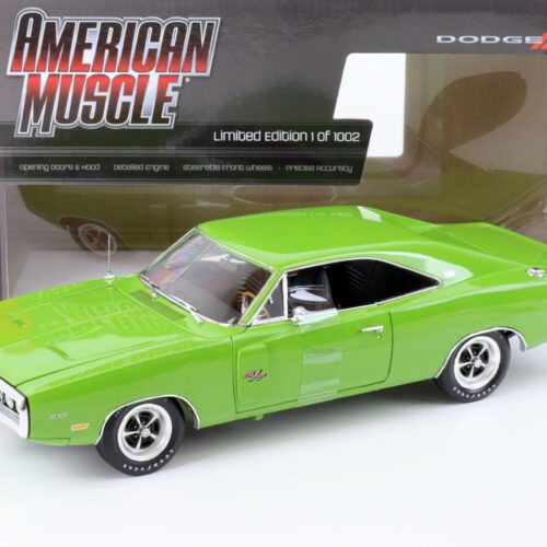 1:18 Auto World 1970 Dodge Charger R/T SE Coupe green New Magnum 500 wheel