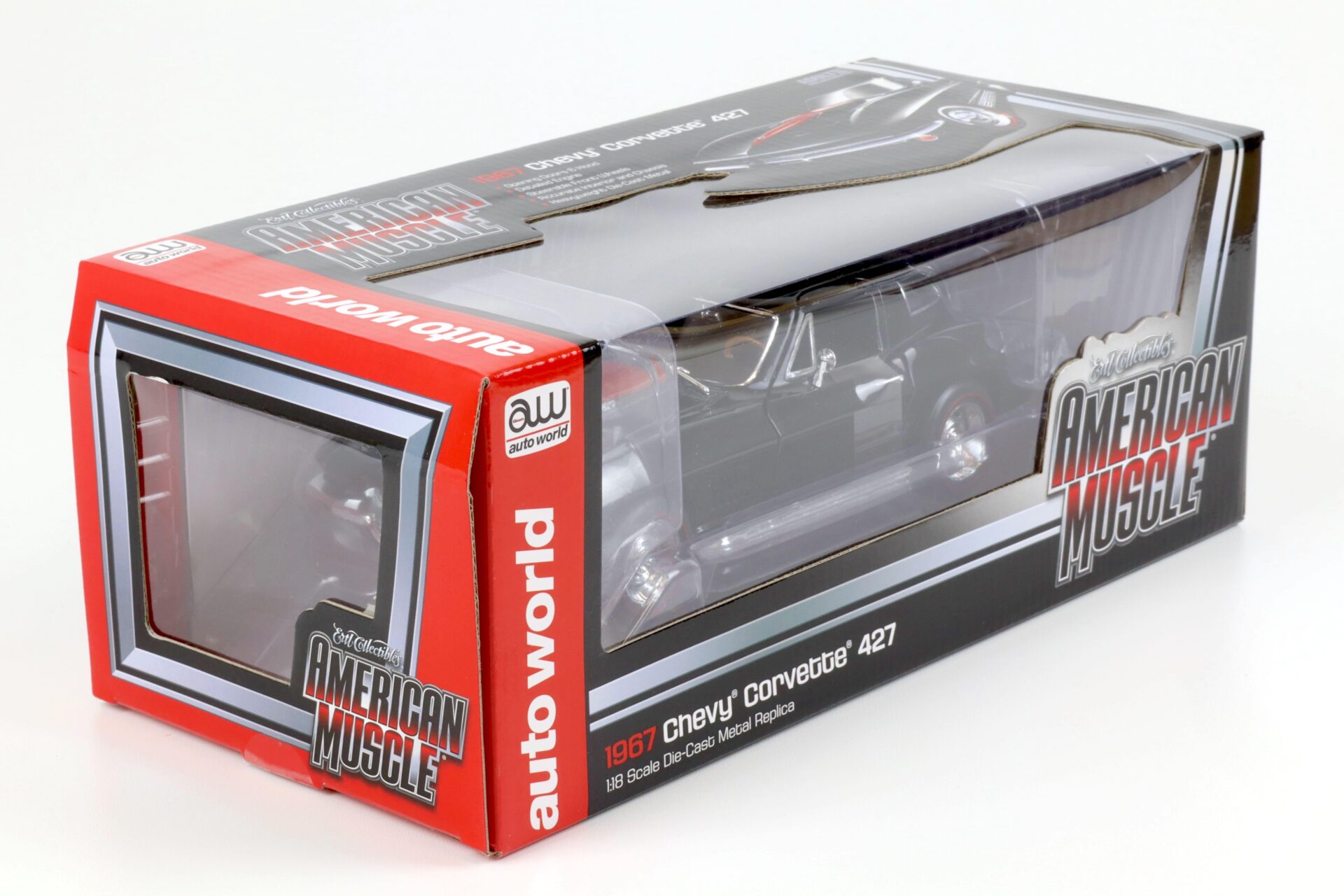 1:18 Auto World 1967 Chevrolet Corvette 427 Coupe black/ red