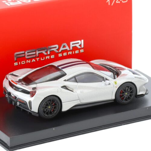 1:43 Bburago Signature Ferrari 488 Pista Coupe silver/ blue stripes - Image 2