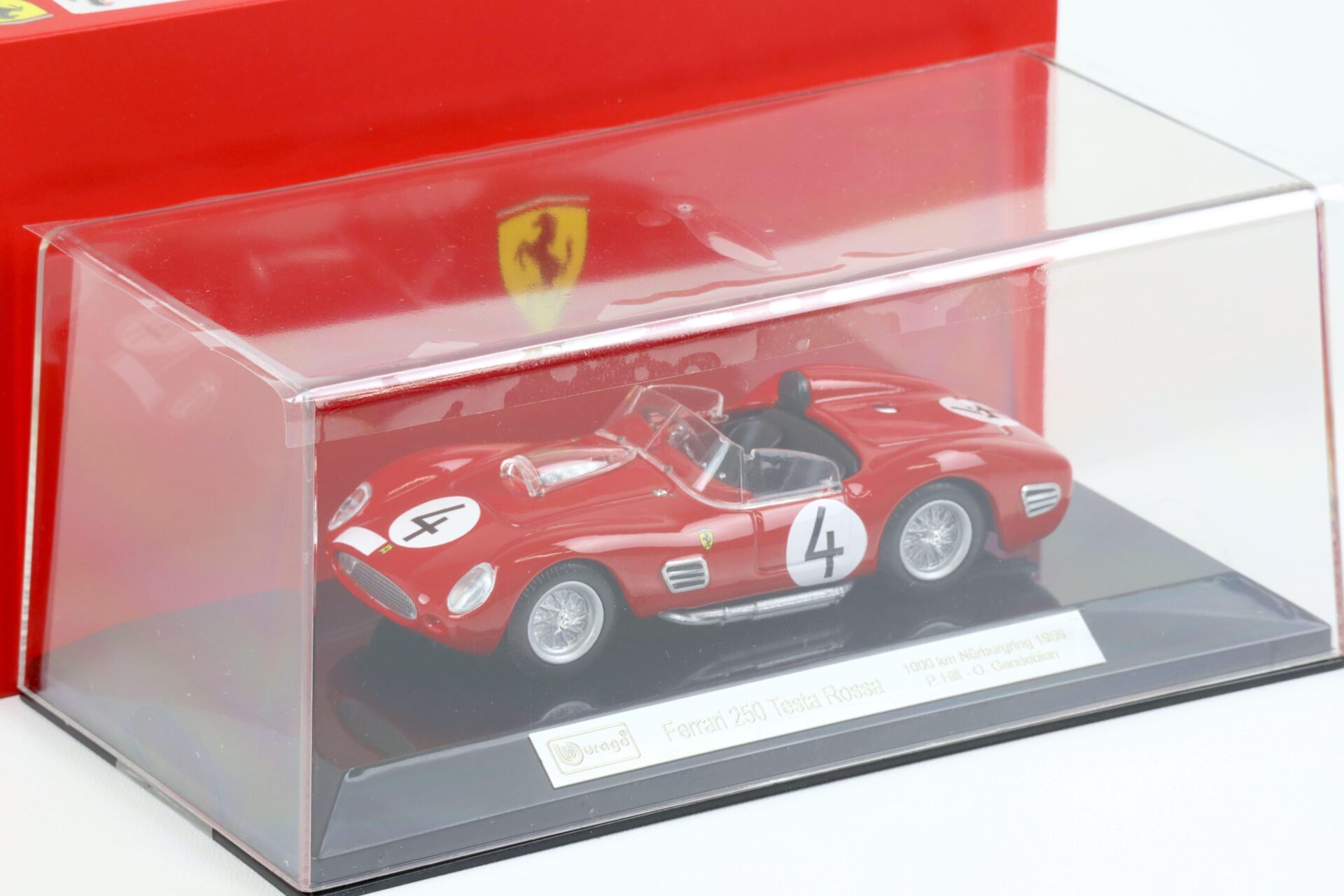 1:43 Bburago Ferrari 250 Testa Rossa 1000km Nürburgring 1959 P.Hill #4 red