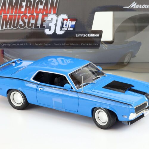 1:18 Auto World 1970 Mercury Cougar Eliminator Coupe MCACN competition blue
