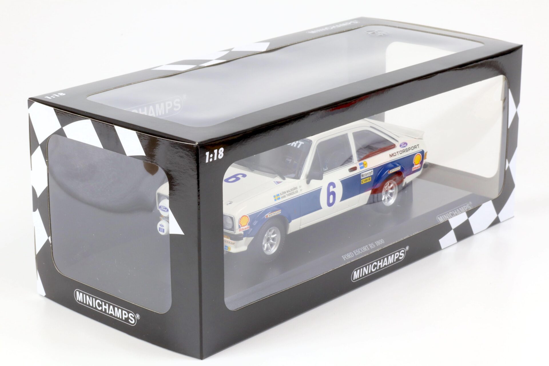 1:18 Minichamps Ford Escort RS 1800 Waldegard #6 Winner Acropolis Rallye 1977
