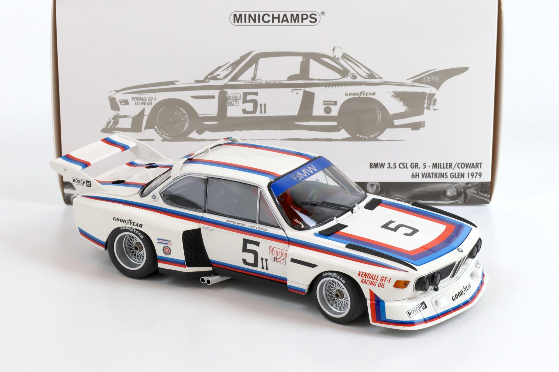 1:18 Minichamps 1979 BMW 3.5 CSL Gr.5 Miller/ Cowart 6h Watkins Glen