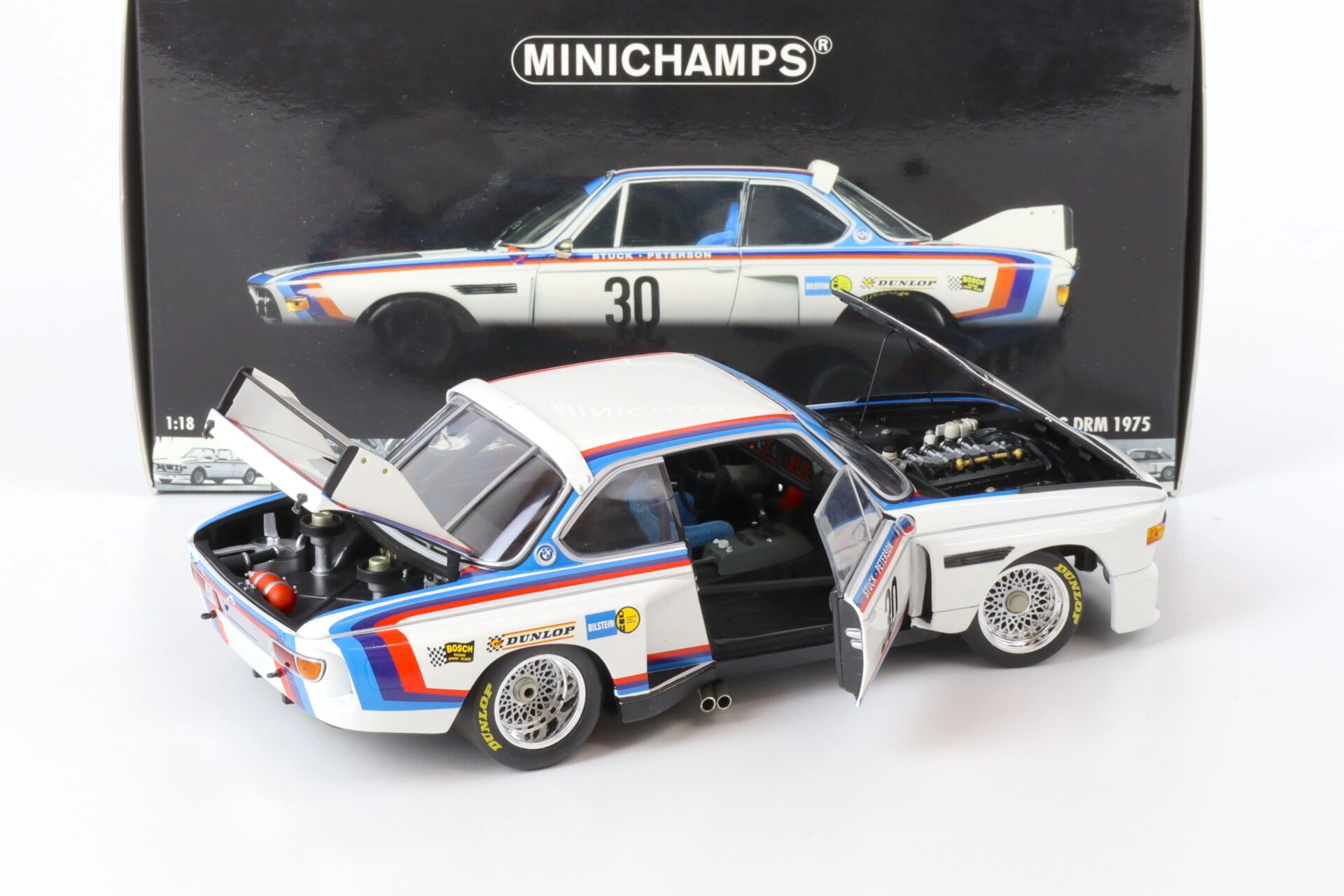 1:18 Minichamps BMW 3.5 CSL H.J.Stuck #30 Norisring DRM 1975