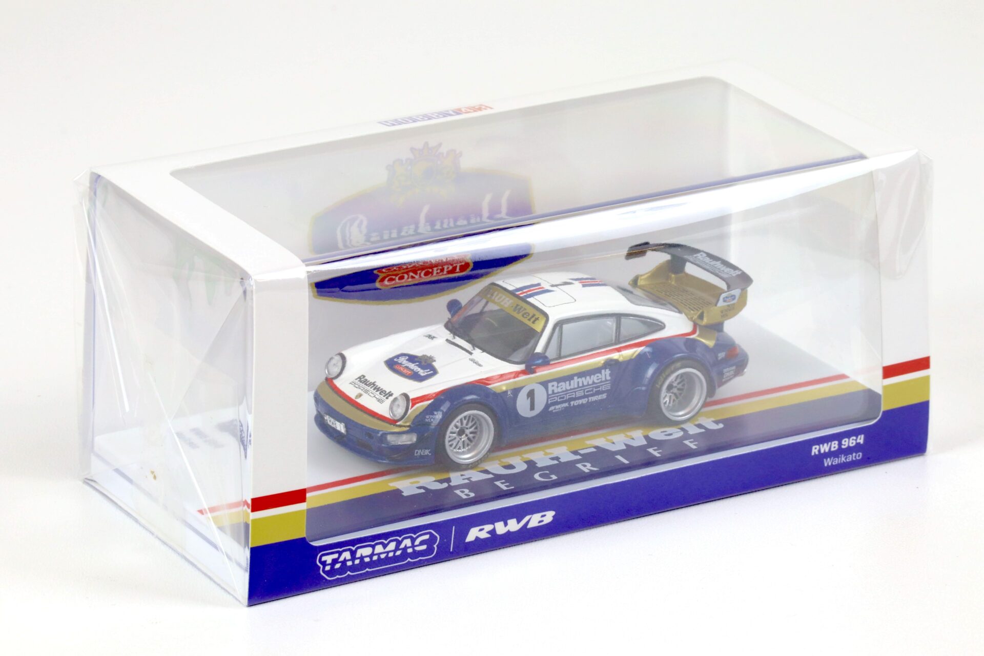 1:43 Tarmac Porsche 911 964 RWB RAUH-WELT Waikato Rothmans #1 blue/ white
