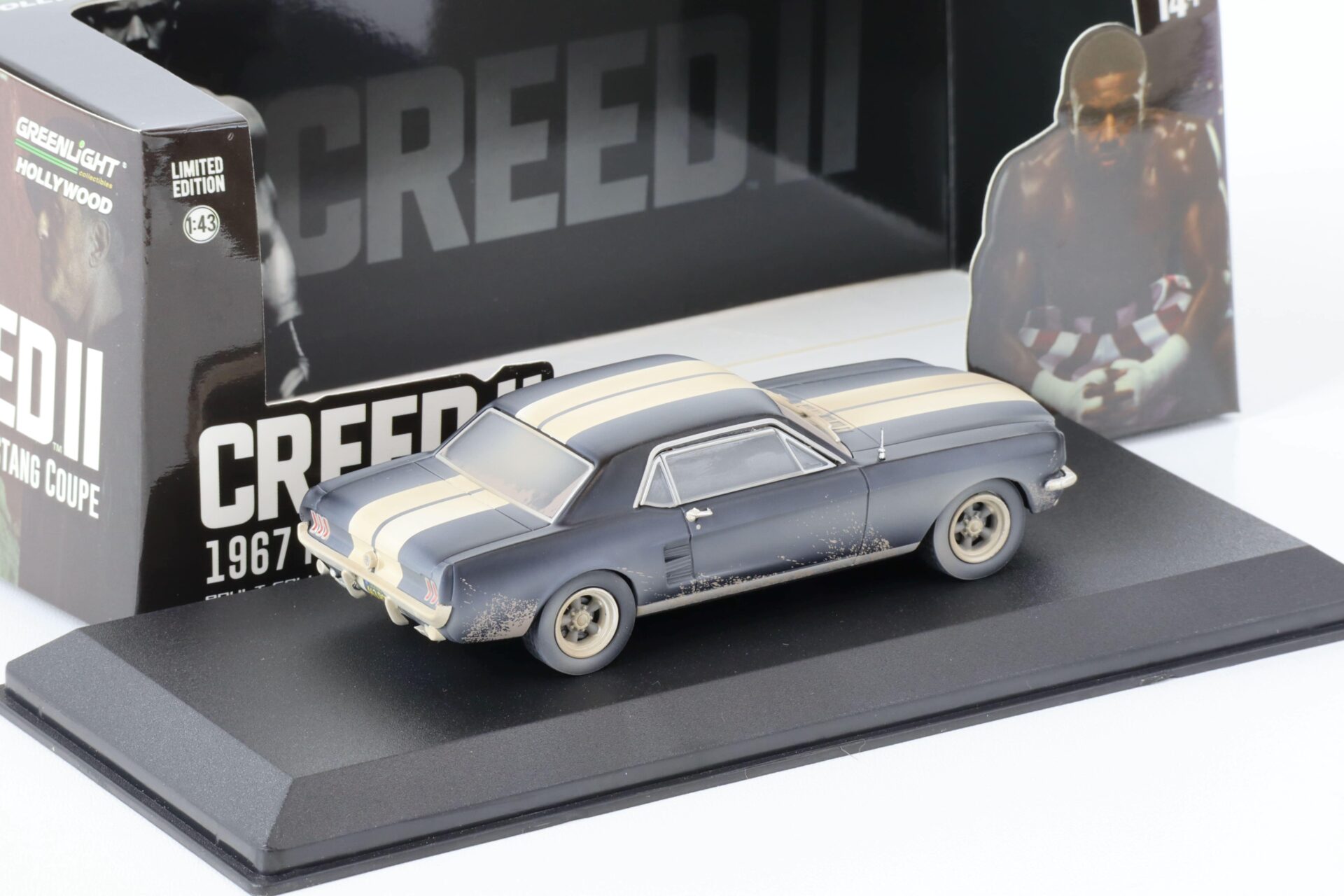 1:43 Greenlight 1967 Ford Mustang Coupe CREED II dirty Version black/ white
