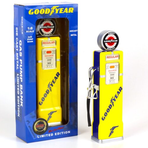1:8 Golden Wheel Zubehör Gas Pump Bank Zapfsäule GOODYEAR yellow/ blue