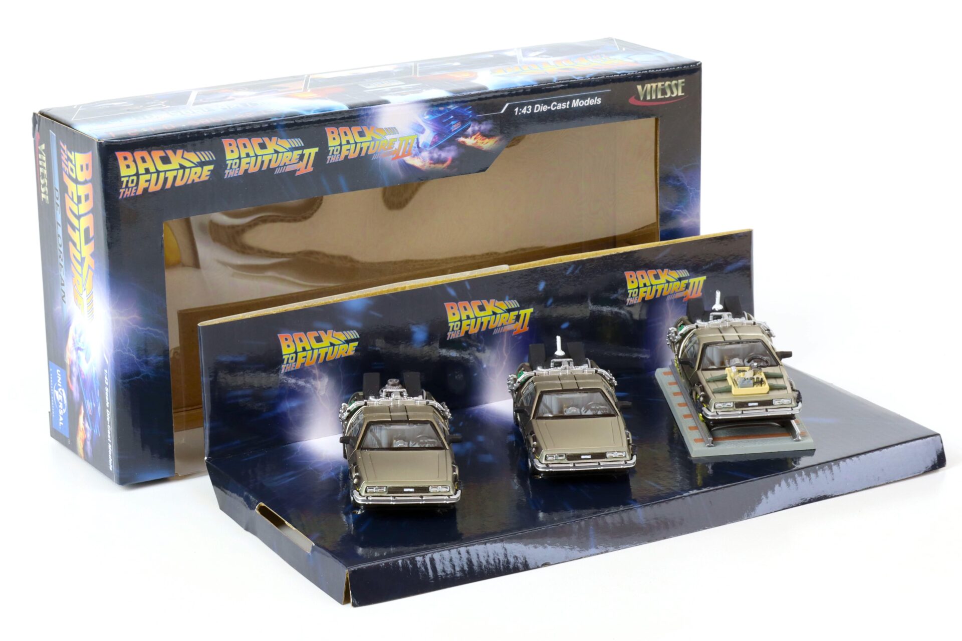 1:43 Vitesse Back to the Future Special Pack Part I-III - 3 pcs. SET Delorean DMC-12