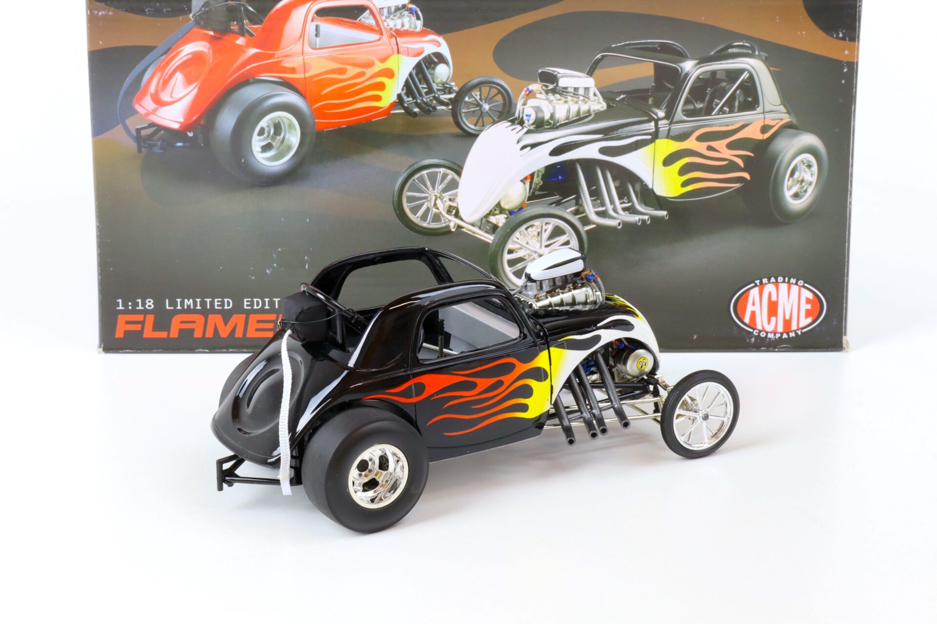 1:18 ACME FLAMED ALTERED Dragster black with flames A1800804