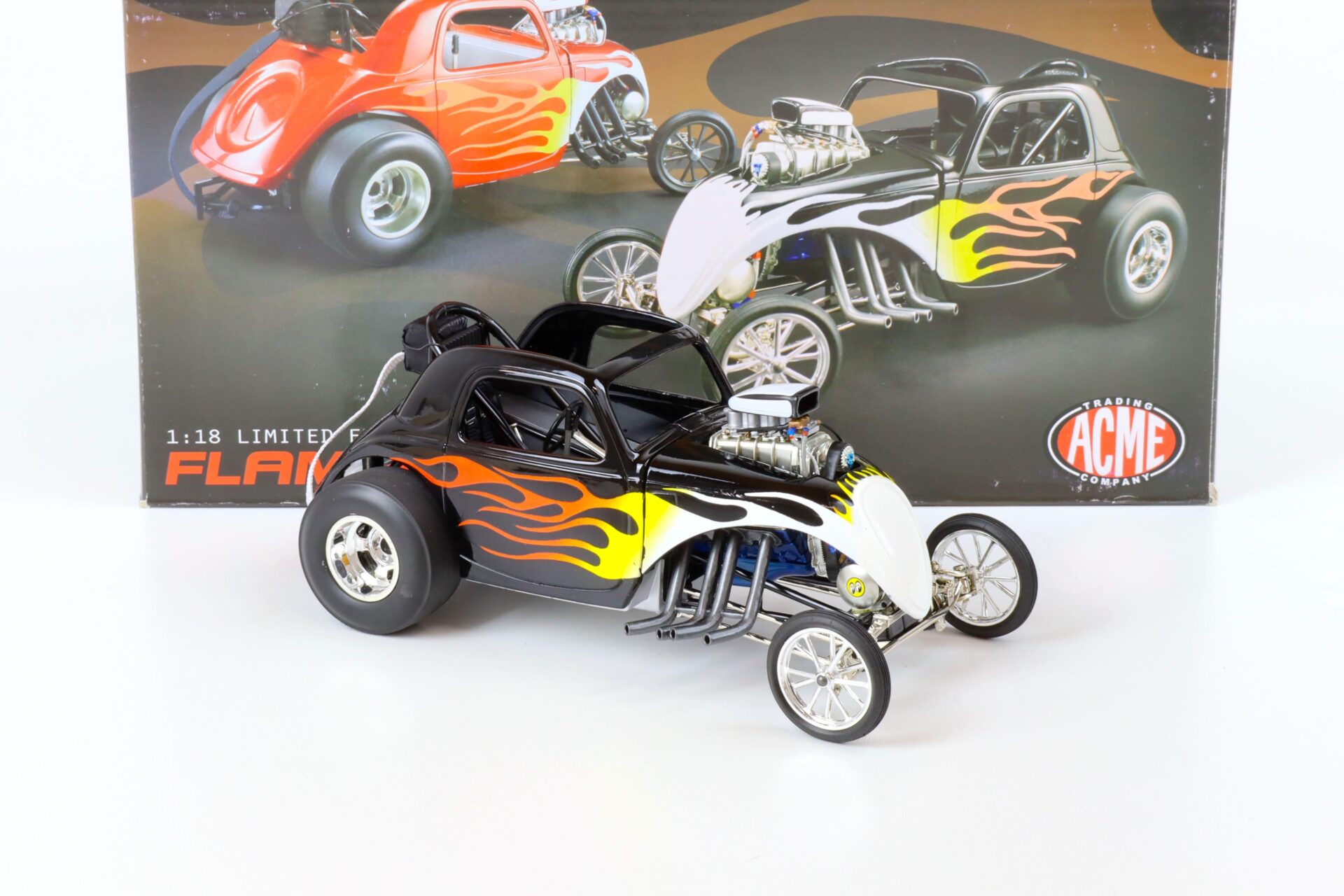 1:18 ACME FLAMED ALTERED Dragster black with flames A1800804