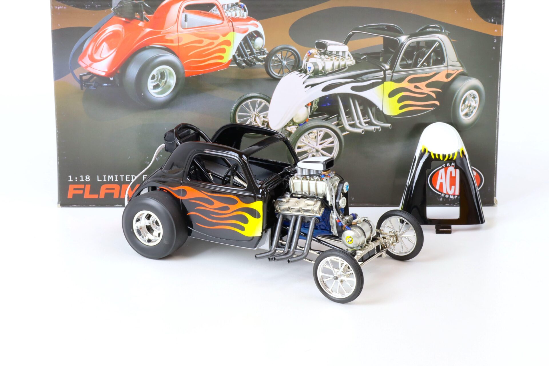 1:18 ACME FLAMED ALTERED Dragster black with flames A1800804