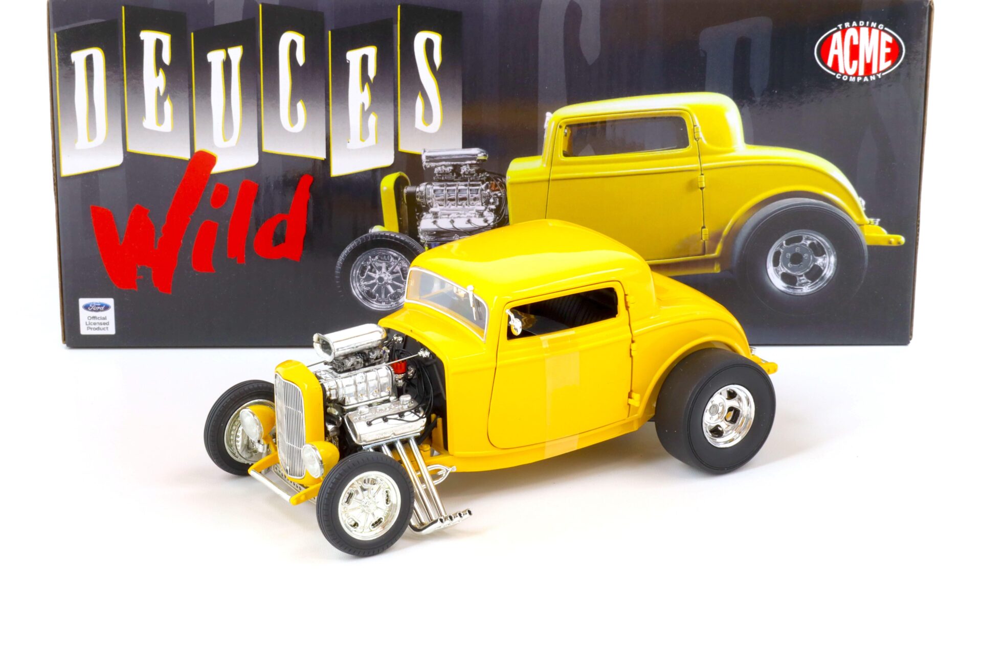 1:18 ACME 1932 Blown Ford Three Window Deuces Wild yellow A1805015