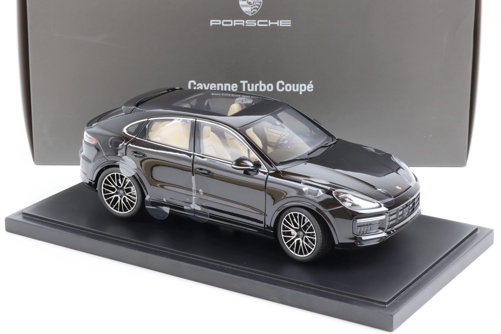 1:18 Norev Porsche Cayenne Turbo Coupe black with display DEALER VERSION