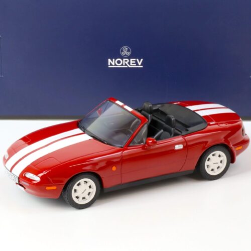 1:18 Norev Mazda MX-5 Roadster 1989 red/ white stripes - Limited 200 pcs.