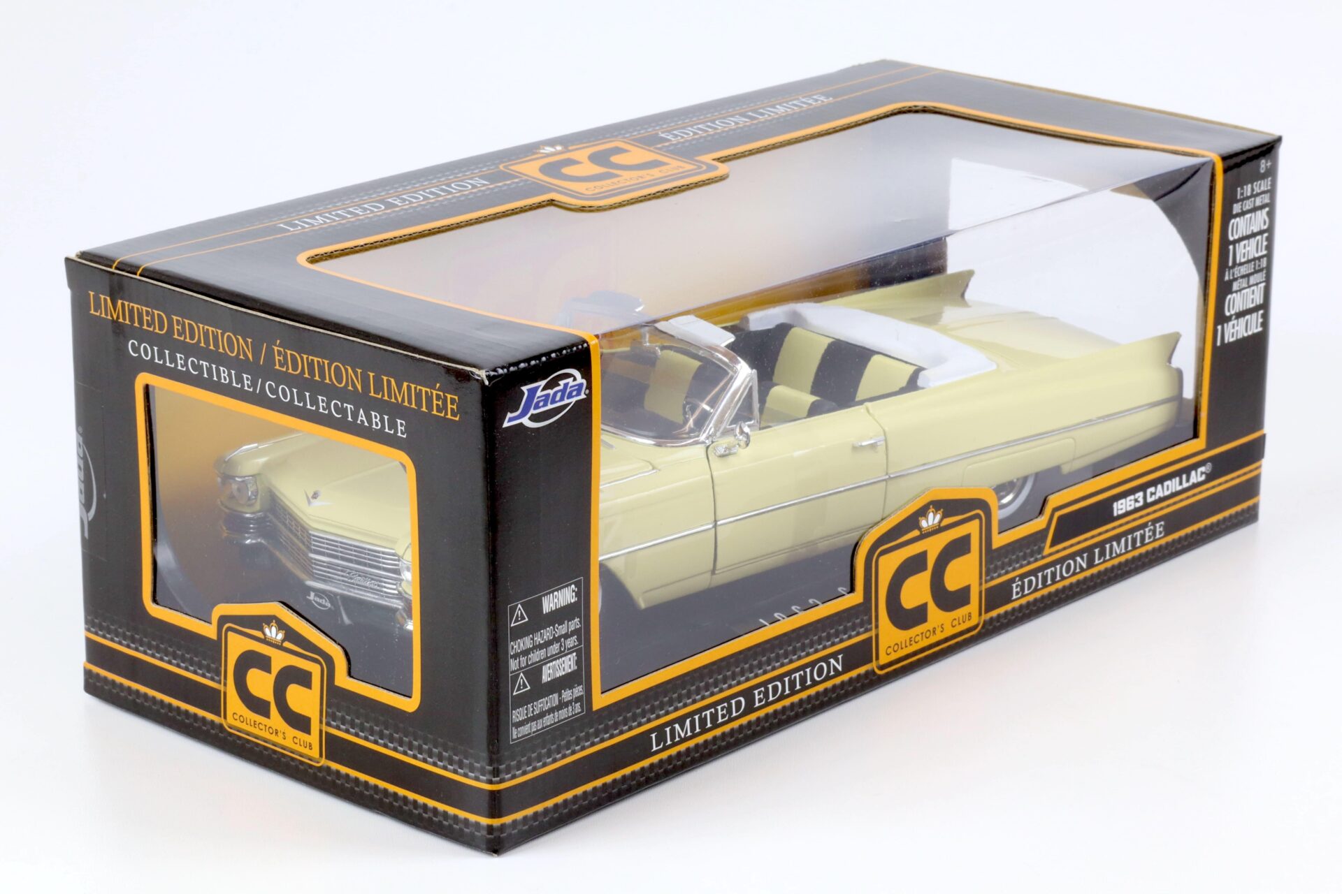 1:18 JADA Toys 1963 Cadillac Series 62 Convertible yellow