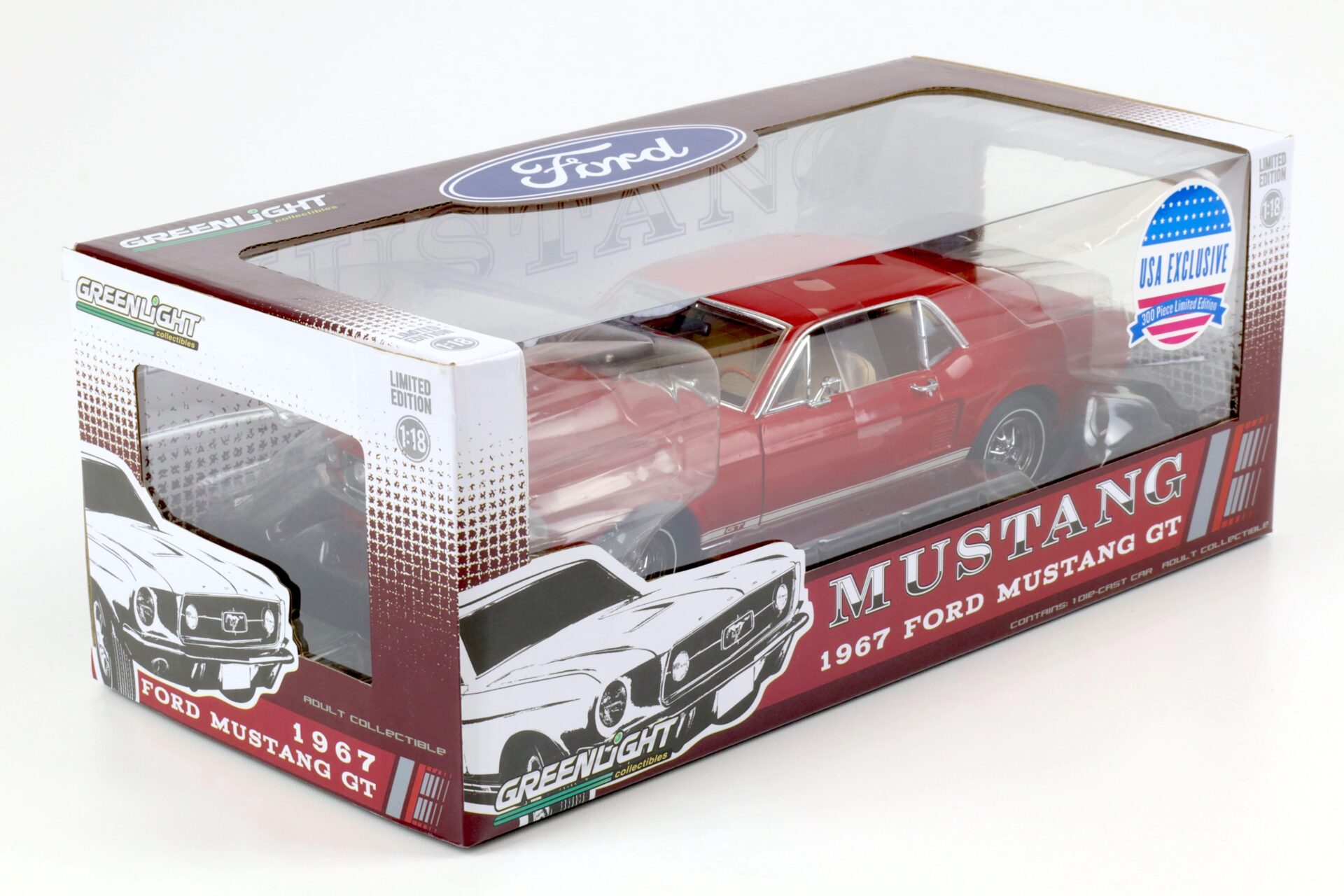 1:18 Greenlight 1967 Ford Mustang GT Coupe red USA Exclusive