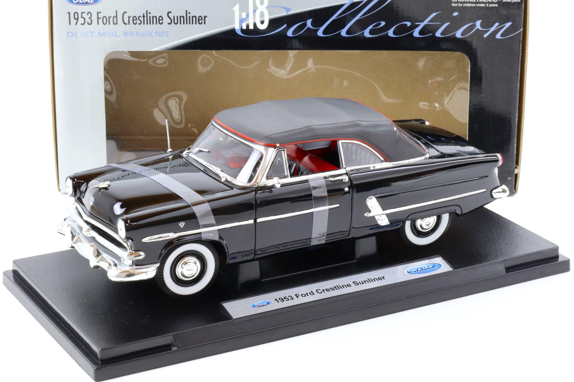 1:18 Welly 1953 Ford Crestline Sunliner black closed Top