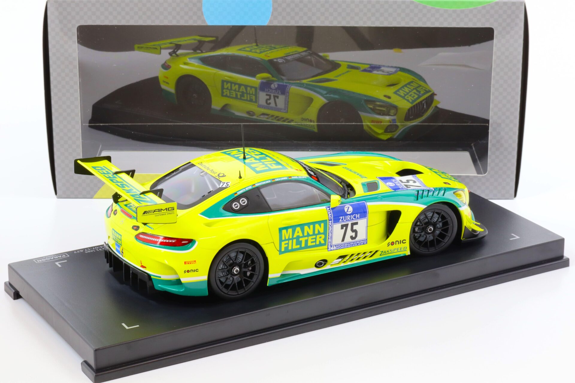 1:18 Paragon Mercedes AMG GT3 Zakspeed #75 Mann Filter 24h Nürburgring 2016