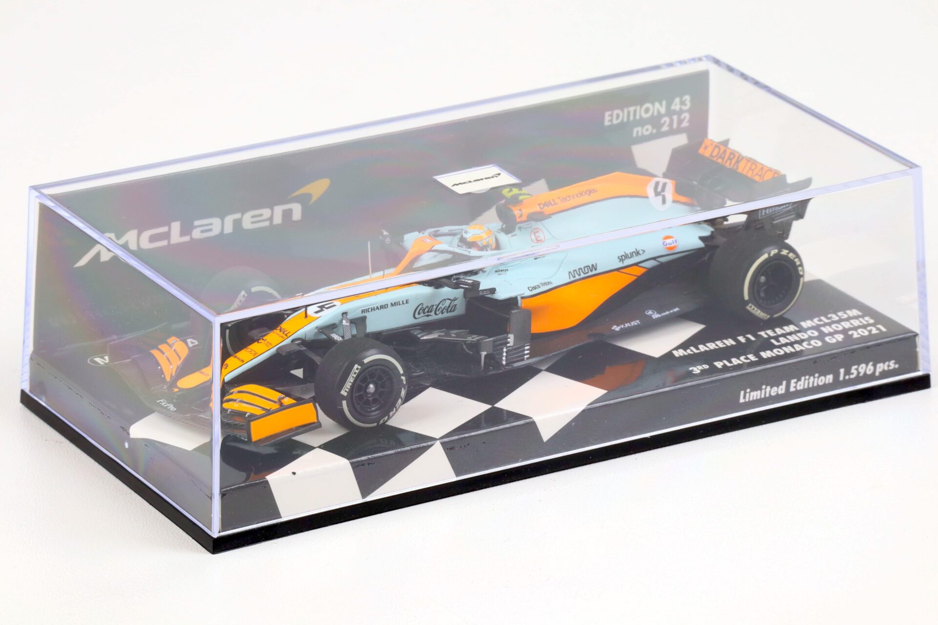 1:43 Minichamps McLAREN F1 Team MCL35M Lando Norris 3rd Place Monaco GP 2021