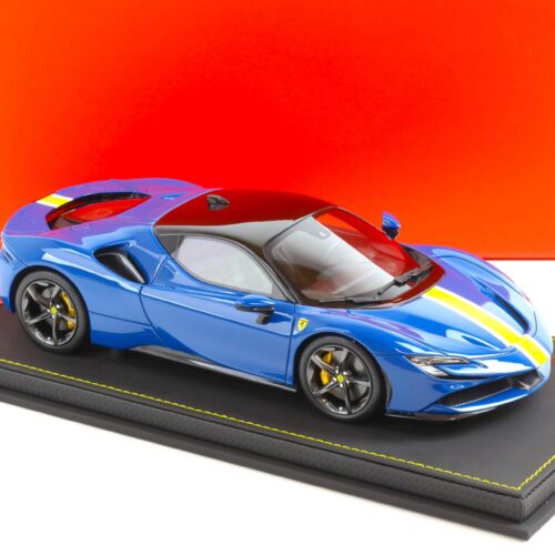 1:18 BBR Ferrari SF90 Stradale 2019 Azzurro Dino/ yellow stripe - Limited 99 pcs.
