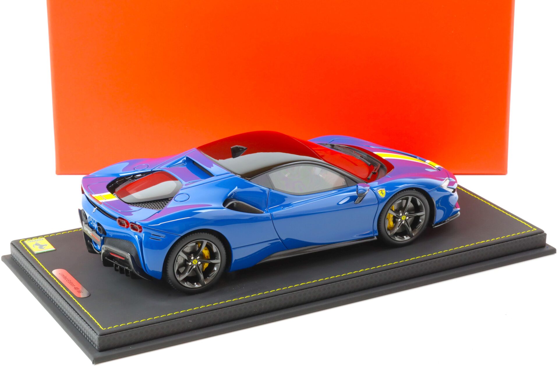 1:18 BBR Ferrari SF90 Stradale 2019 Azzurro Dino/ yellow stripe - Limited 99 pcs.