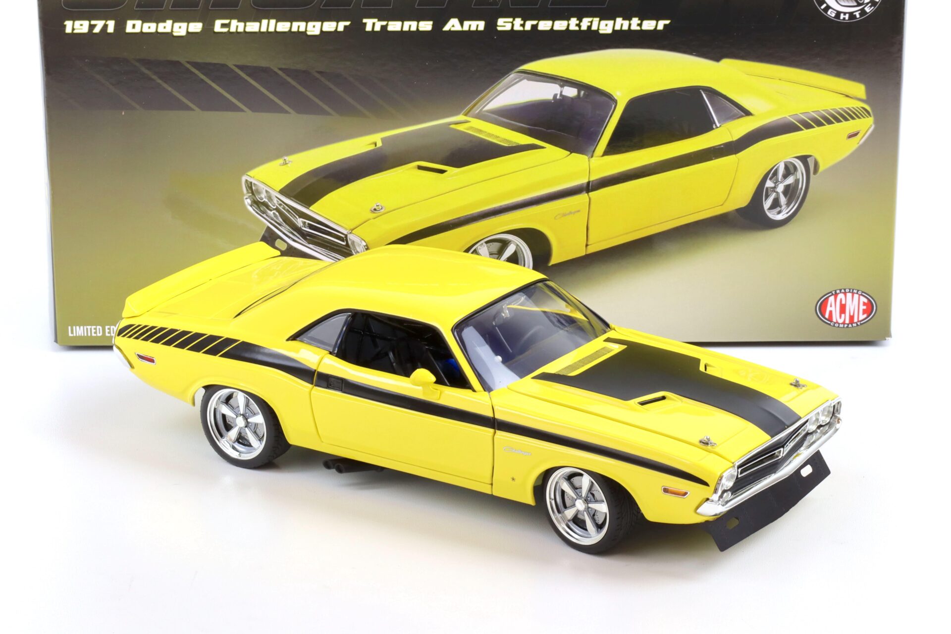 1:18 ACME 1971 Dodge Challenger Trans Am Streetfighter CHICAYNE yellow