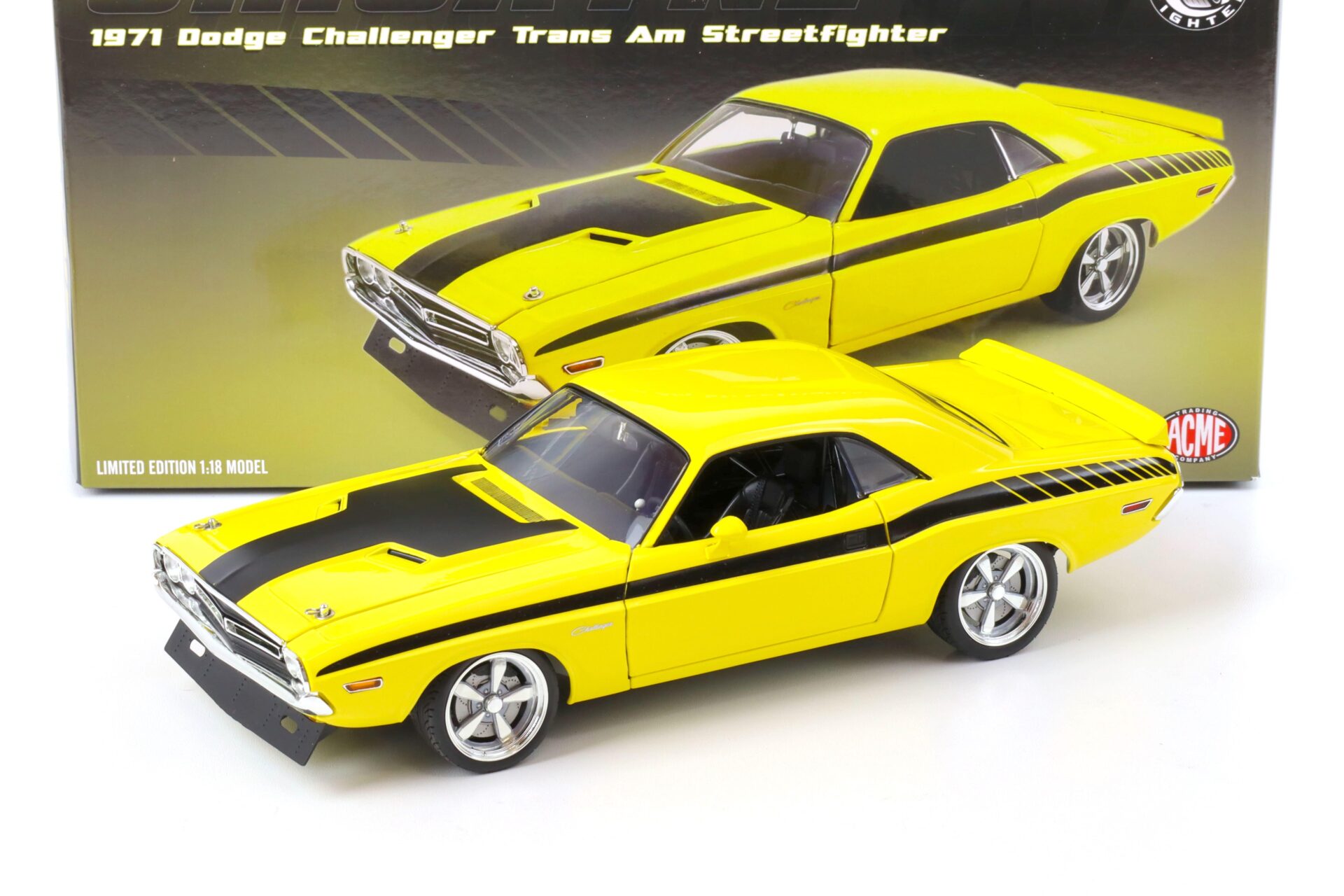 1:18 ACME 1971 Dodge Challenger Trans Am Streetfighter CHICAYNE yellow