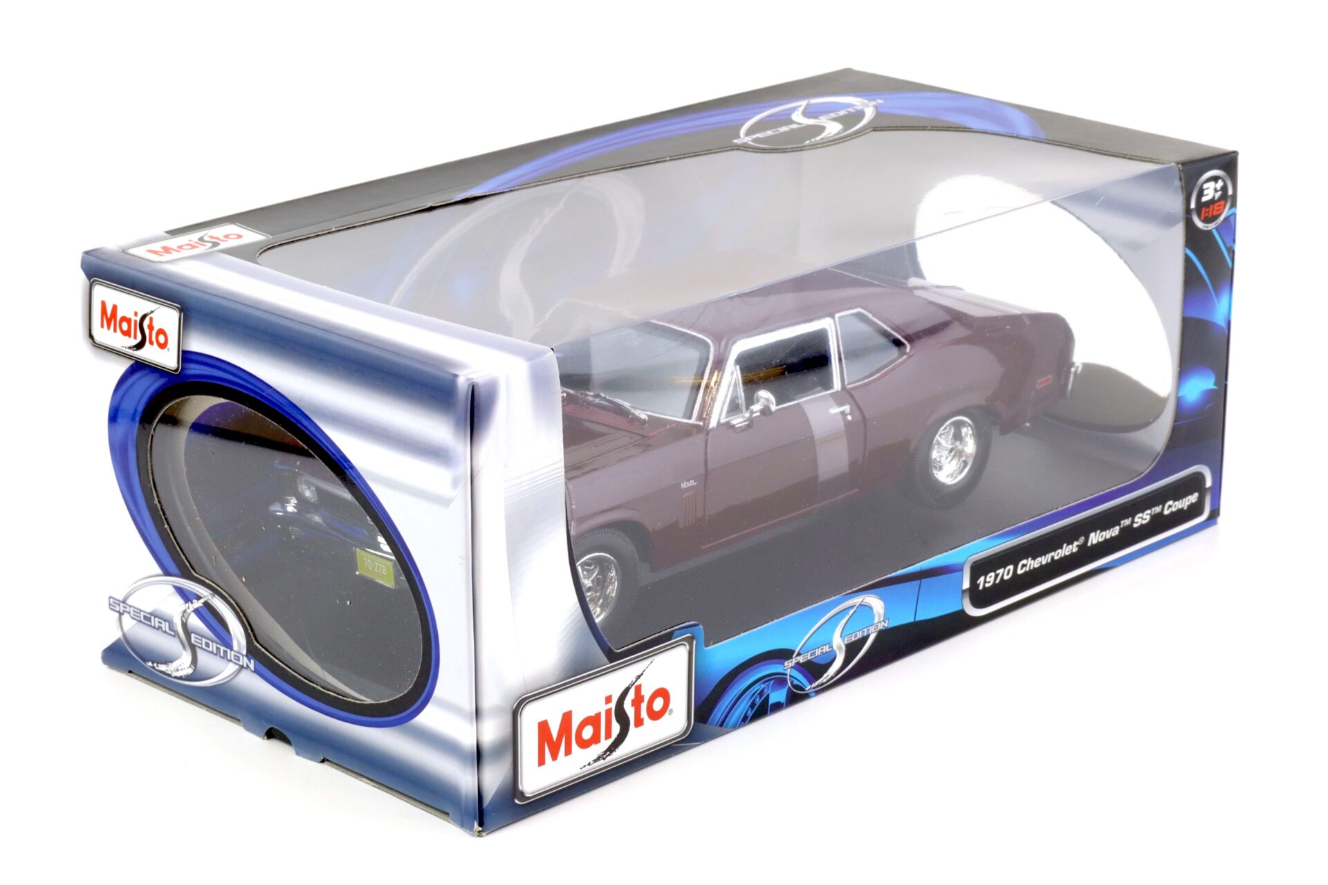 1:18 Maisto 1970 Chevrolet Nova SS Coupe dark red
