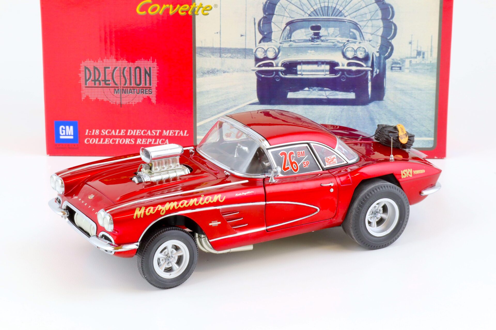 1:18 Precision Miniatures 1961 Chevrolet Corvette The Mazmanian Corvette red