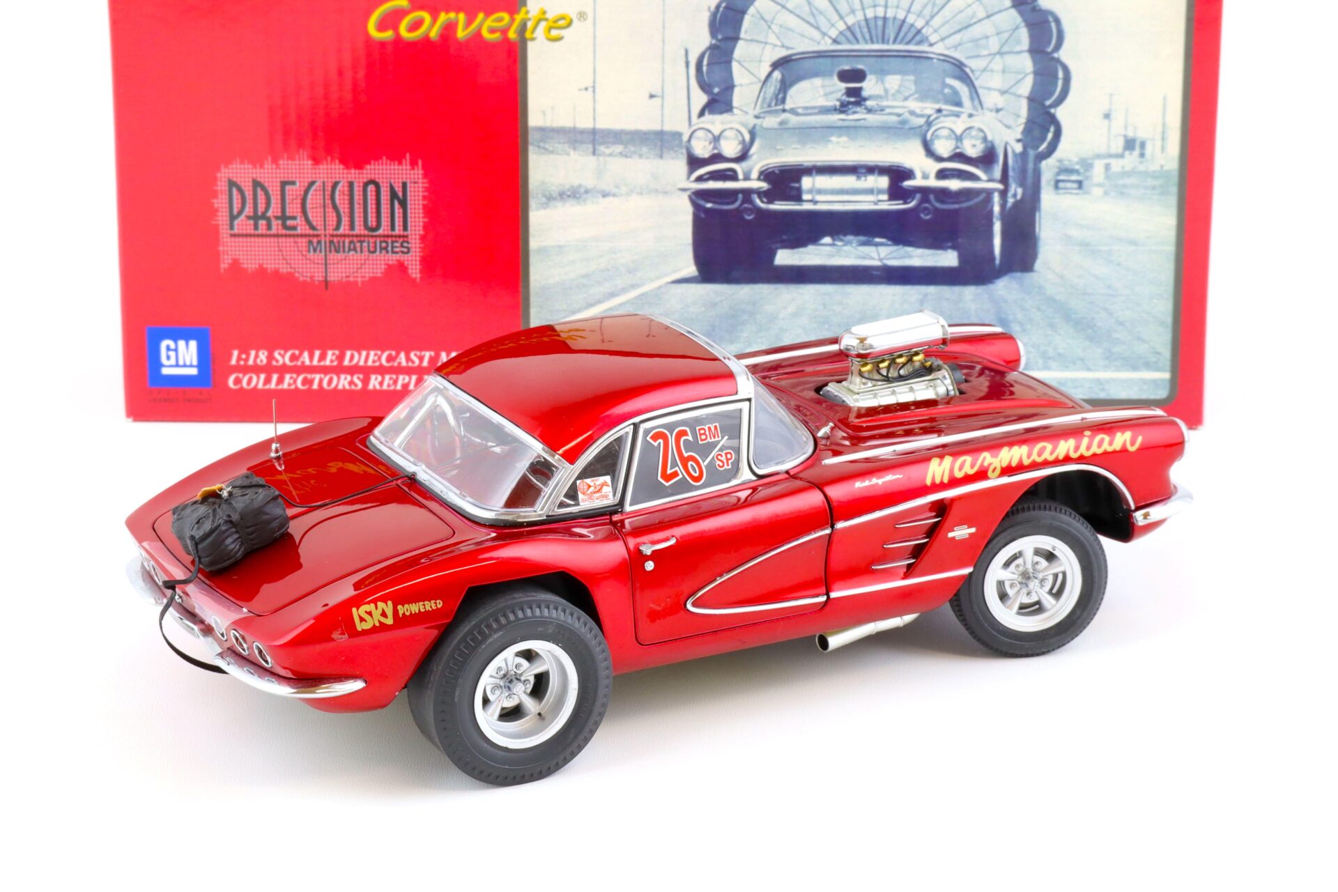 1:18 Precision Miniatures 1961 Chevrolet Corvette The Mazmanian Corvette red