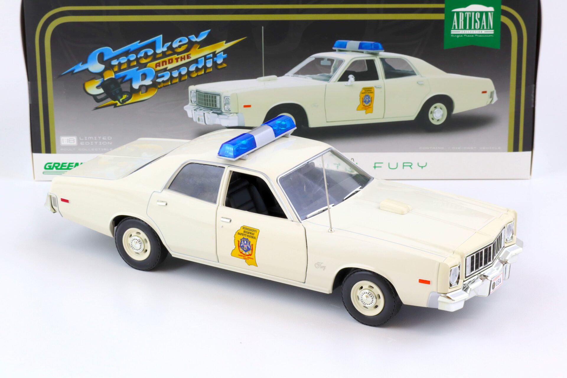 1:18 Greenlight 1975 Plymouth Fury Mississippi Highway Patrol SMOKEY & BANDIT