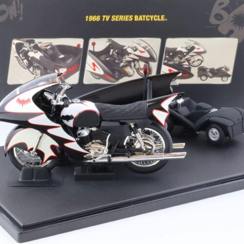 1:12 Hot Wheels Elite BATMAN 1966 TV Series Batcycle and Sidecar Batmobile