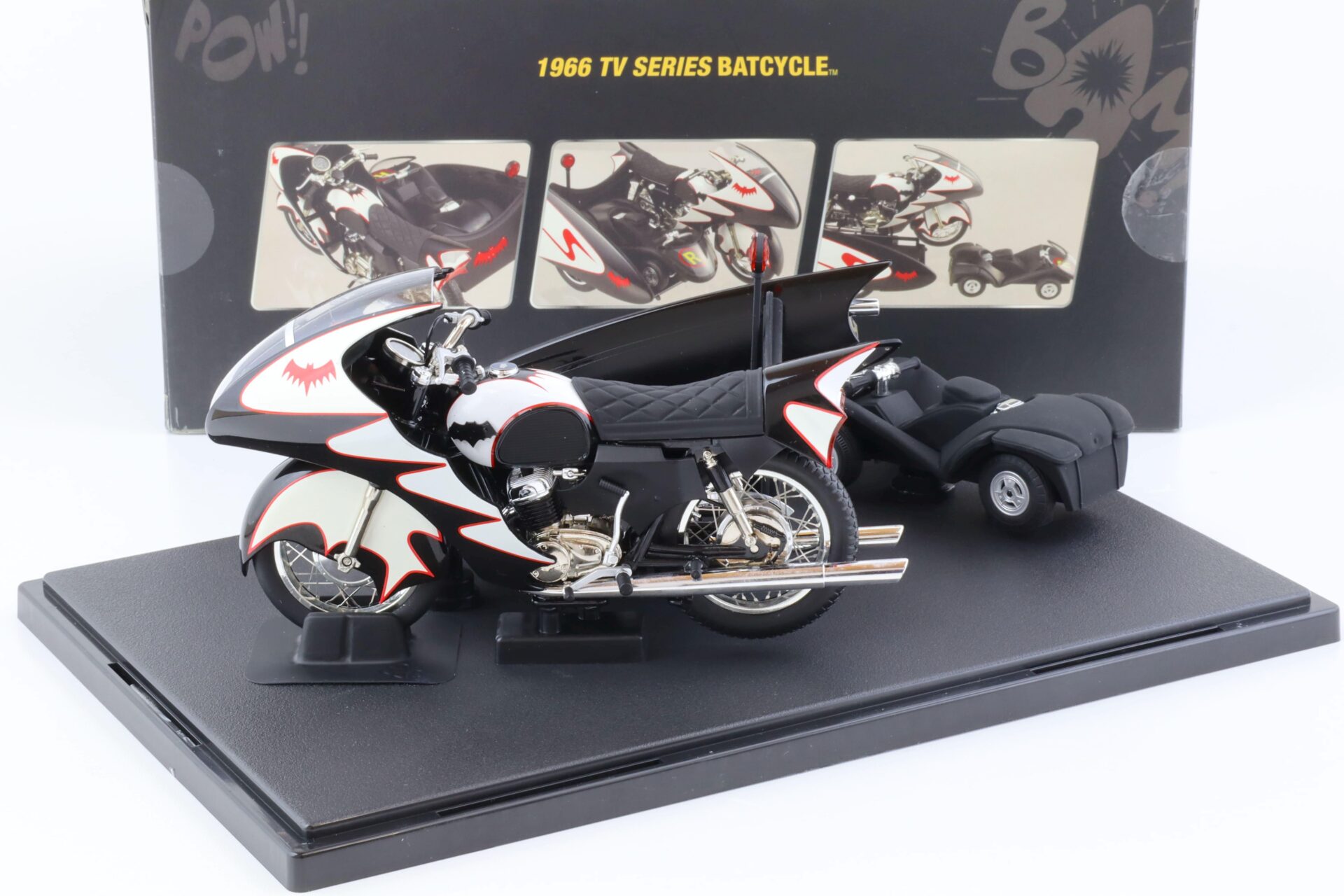 1:12 Hot Wheels Elite BATMAN 1966 TV Series Batcycle and Sidecar Batmobile