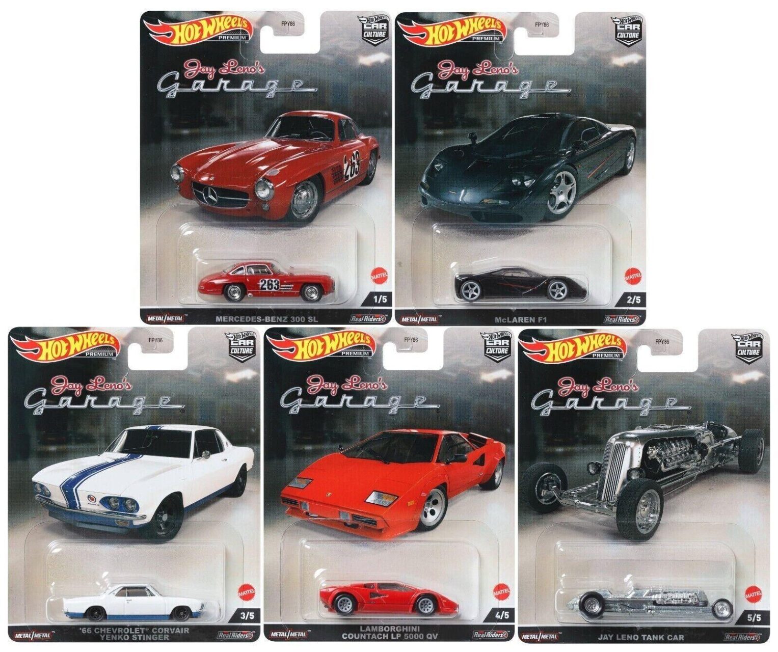 1:64 Hot Wheels Set 2022 Jay LenoÂ´s Garage Car Culture 5 pcs. Lamborghini, McLAREN
