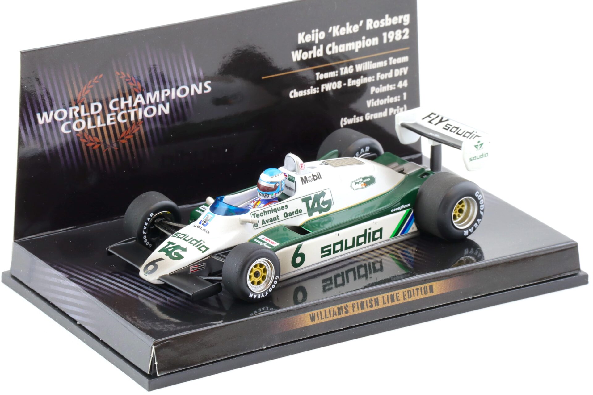 1:43 Minichamps Williams FW08 Rosberg World Champion 1982 Finish Line