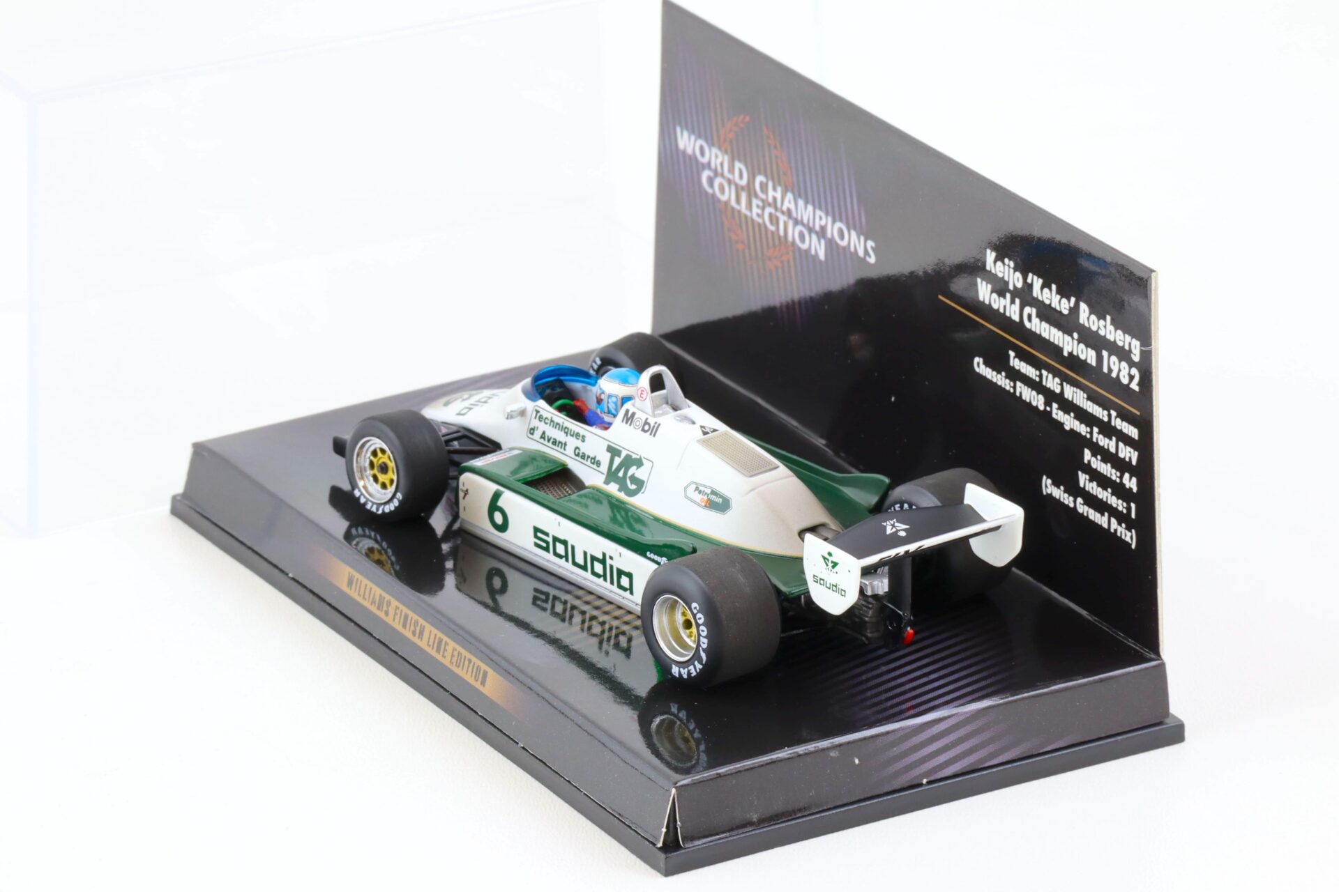 1:43 Minichamps Williams FW08 Rosberg World Champion 1982 Finish Line