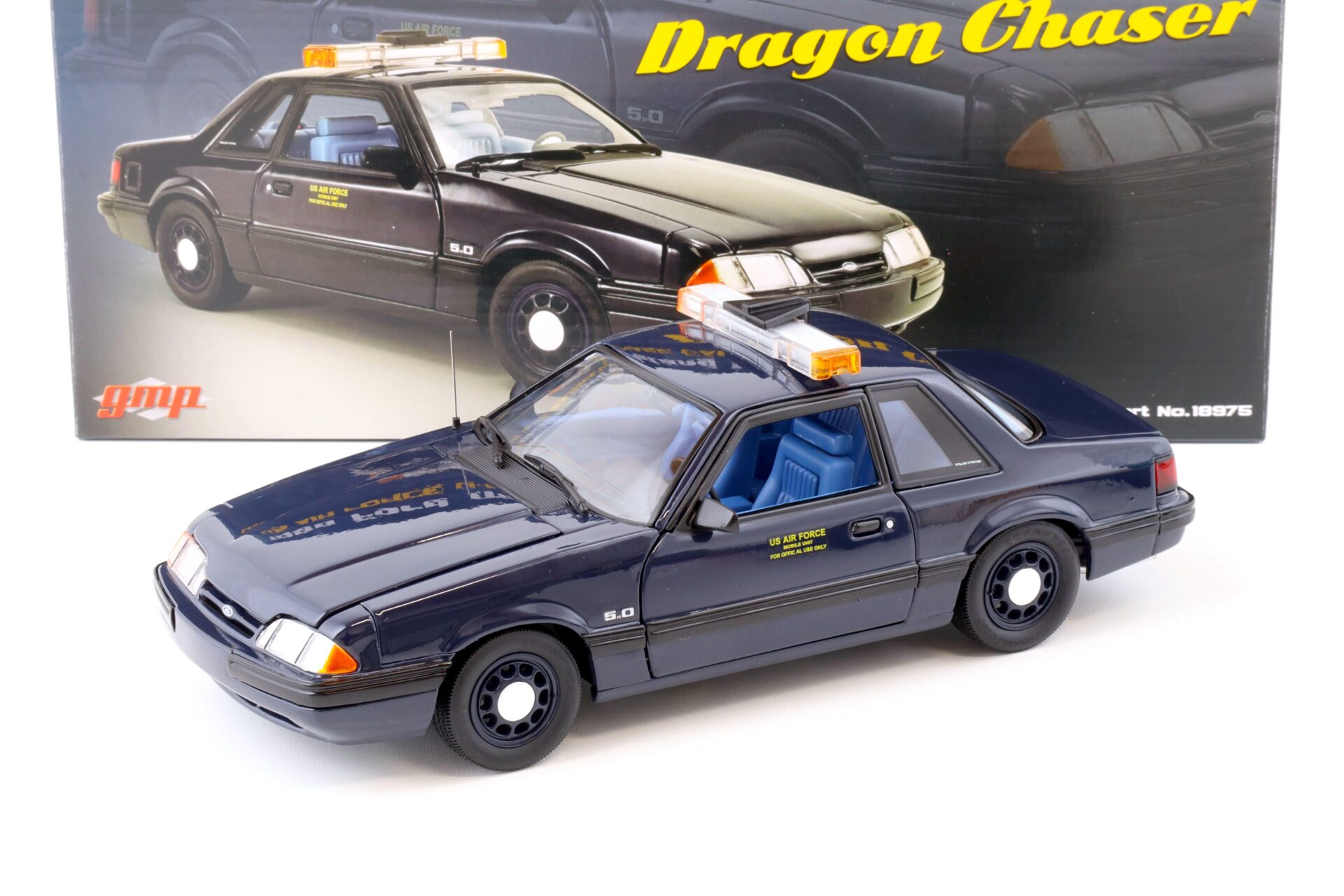 1:18 GMP 1988 Ford Mustang 5.0 SSP US Air Force U-2 Chase Car Dragon Chaser blue