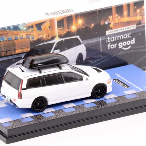 1:64 Tarmac Works Mitsubishi Lancer Evolution Wagon with roof box white