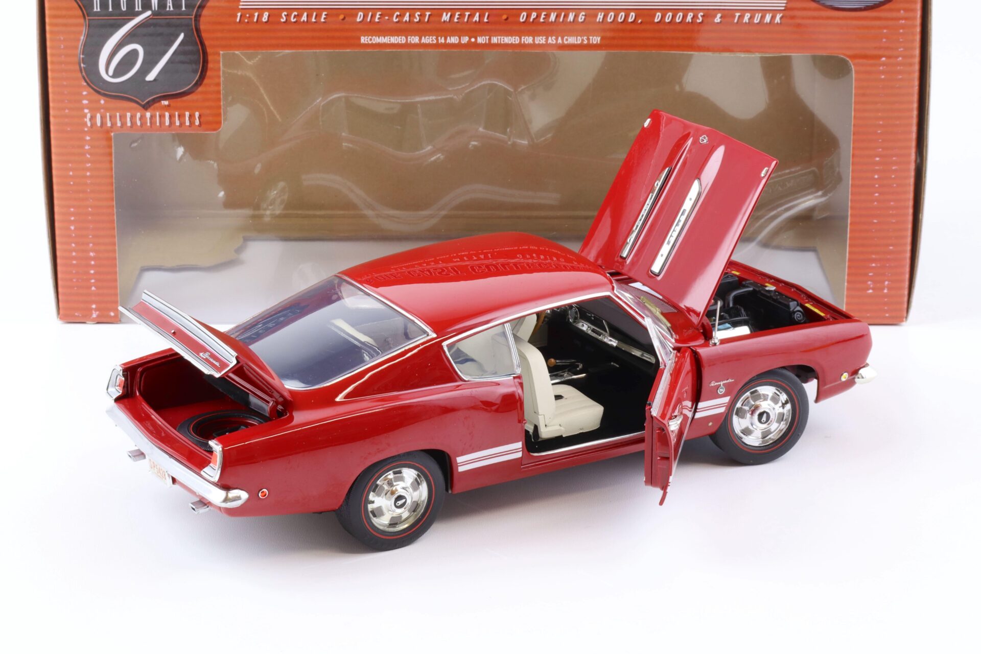1:18 Highway61 1968 Plymouth Barracuda Formel S red 50429