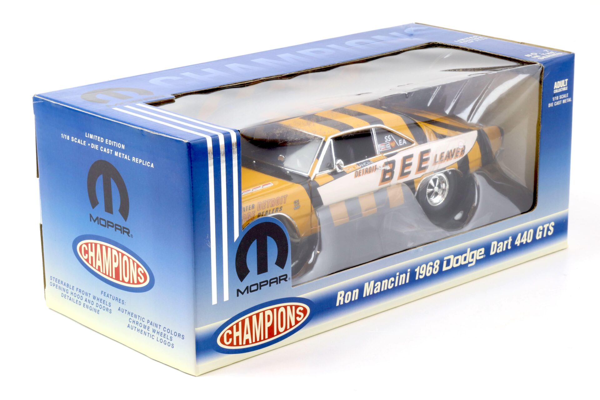 1:18 Highway61 Ron Mancini 1968 Dodge Dart 440 GTS Bee Leaver yellow