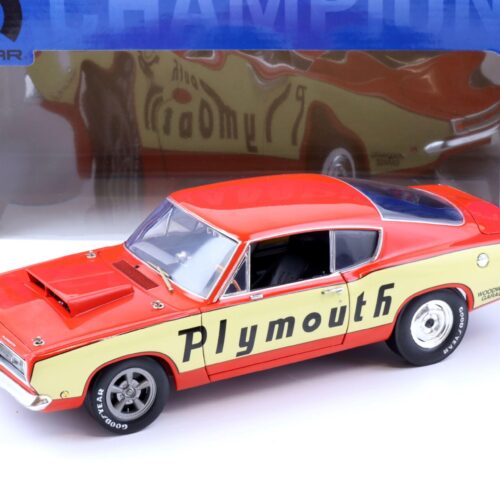 1:18 Highway61 1968 Plymouth Barracuda Hemi MULE CAR red/ beige