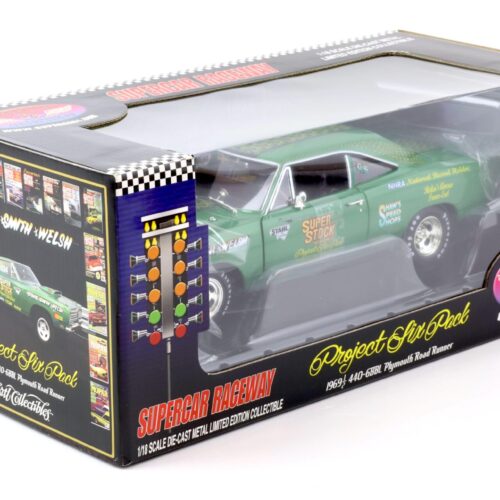 1:18 Auto World 1969 1/2 440-6BBL Plymouth Road Runner Super Stock NHRA green