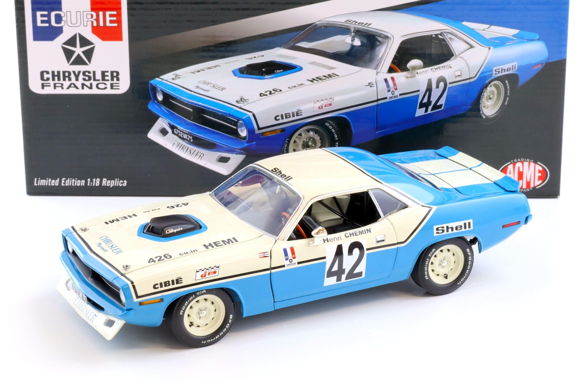 ID 72629 orig.jpg 1:18 ACME 1970 Plymouth Barracuda #42 Chrysler of France Henri Chemin #42
