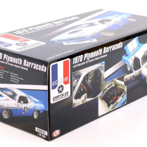 1:18 ACME 1970 Plymouth Barracuda #42 Chrysler of France Henri Chemin #42